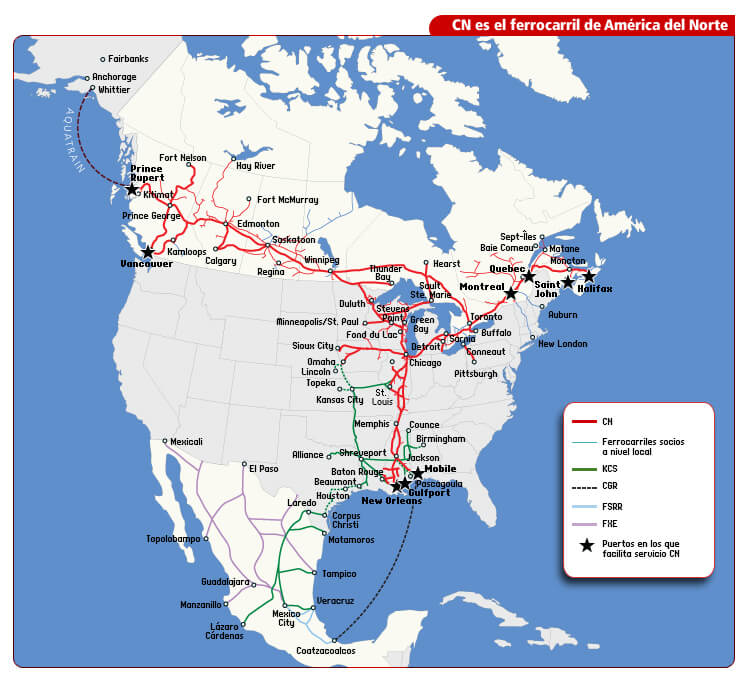 American Railroad Map - North America Railroad Network Map Es