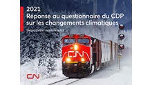 Train CN en hiver.  Couverture du rapport CDP 2021
